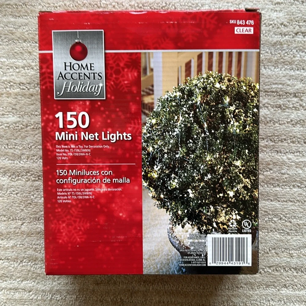 2 Sets of Home Accents Holiday 150 Clear Incandescent Mini Net Lights 4ft x 6 ft